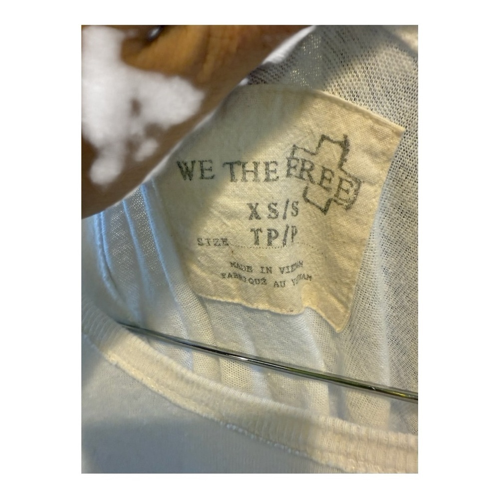 WE THE FREE Women’s White Short Sleeve Slub T-Shirt Size XS hi-lo tshirt flowy - Picture 4 of 5